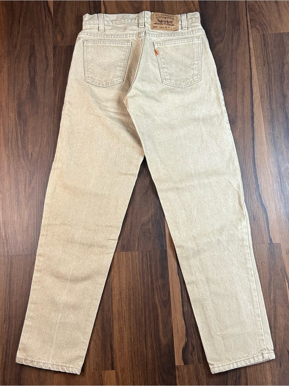 Vintage 1996 made in USA Levi's 550 Relaxed Fit Tapered Leg in Light Tan